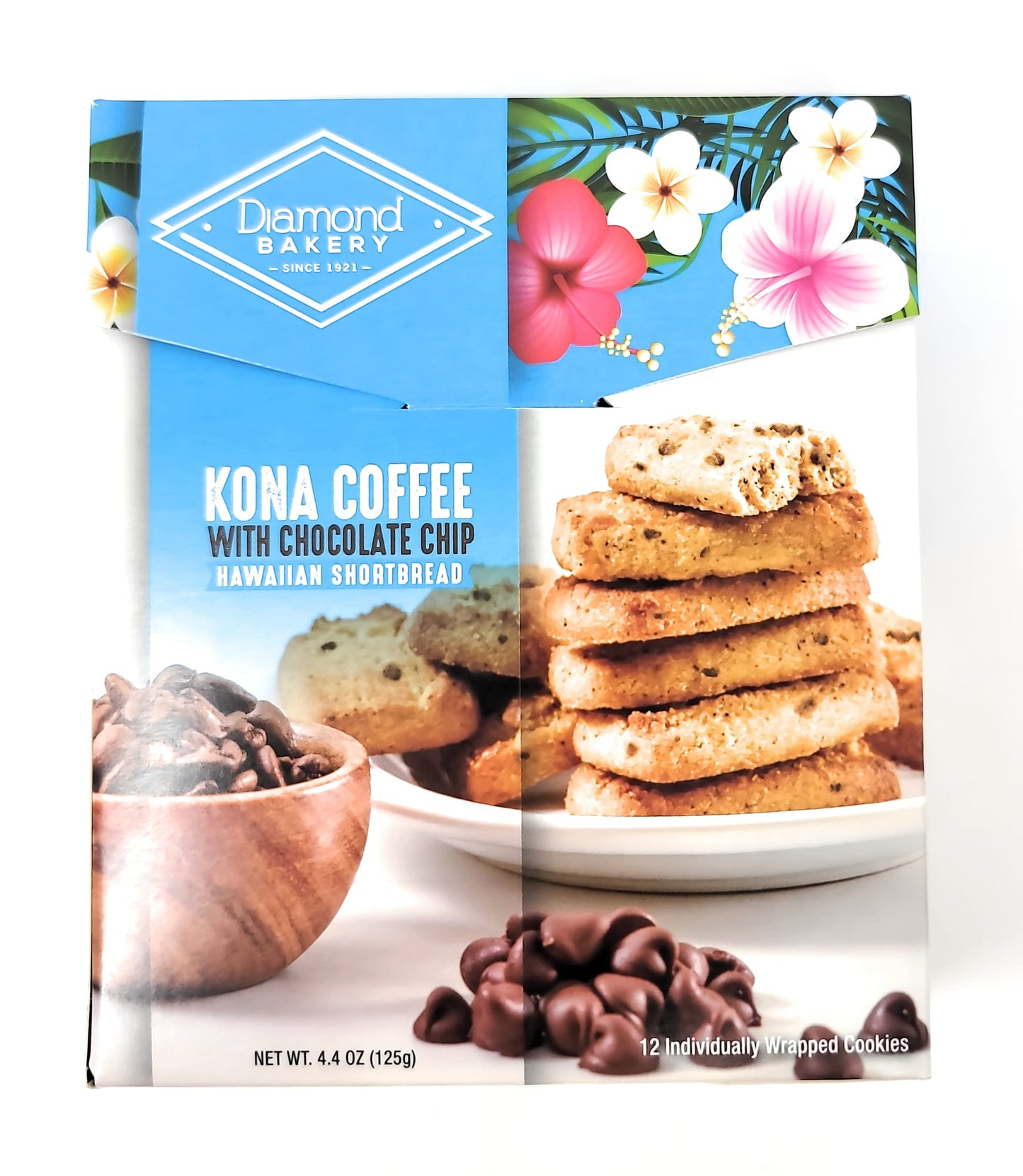 Diamond Bakery - Hawaiian Shortbread Cookies New Flavors - 4.4 oz Individually Wrapped (Kona Coffee with Chocolate Chip)