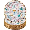 KTCNMER Easter Paper Plates Bulk 50 pcs 9 in Dinner Disposable Plates Heavy-duty for Easter Party Supplies, Gold Foil Scalloped Edge