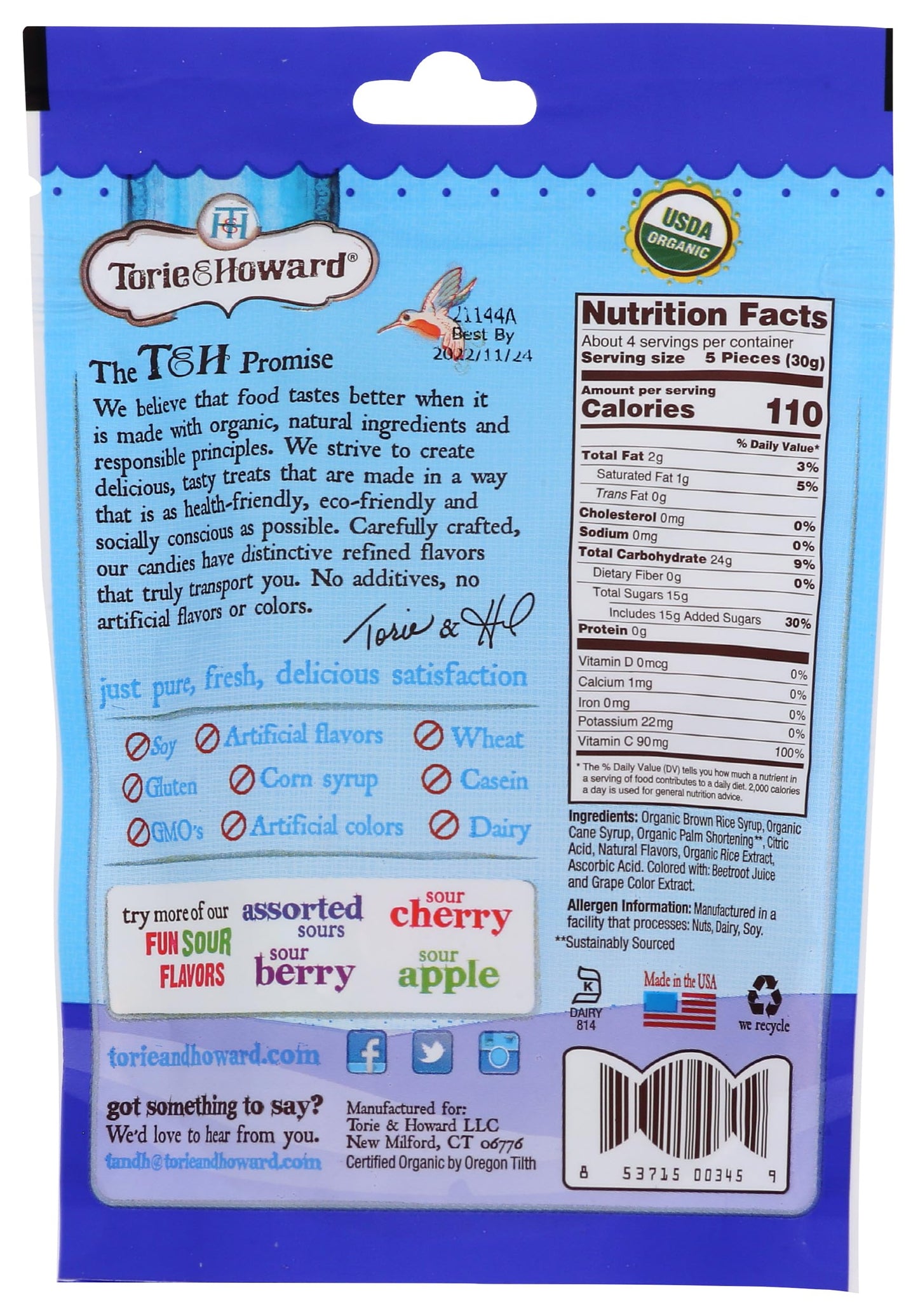 Torie and Howard Chewie Fruities, Sour Assorted Flavors, 4 Ounce