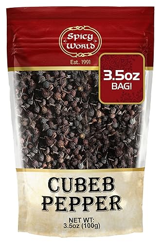 Spicy World Cubeb Pepper 3.5oz (100g) - Java Pepper - Premium Grade from Indonesia, Pure, Natural, Gluten free
