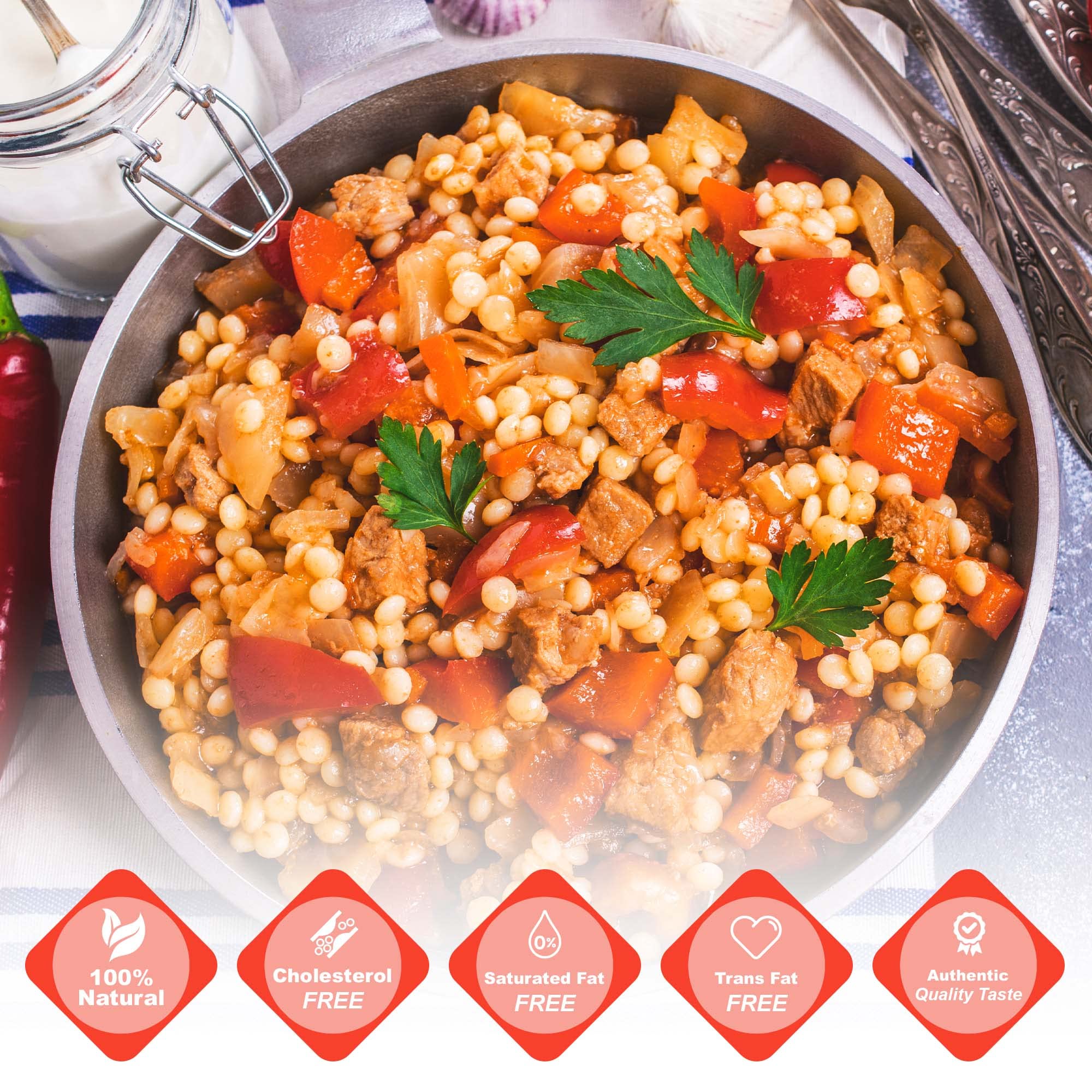 Baron’s Israeli Whole Wheat Couscous Toasted Pasta | 100% Natural Pearled Noodles for Soups, Side Dishes & More | Cooks in 10 Minutes! | Kosher | 2 Pack 21.16oz Jars