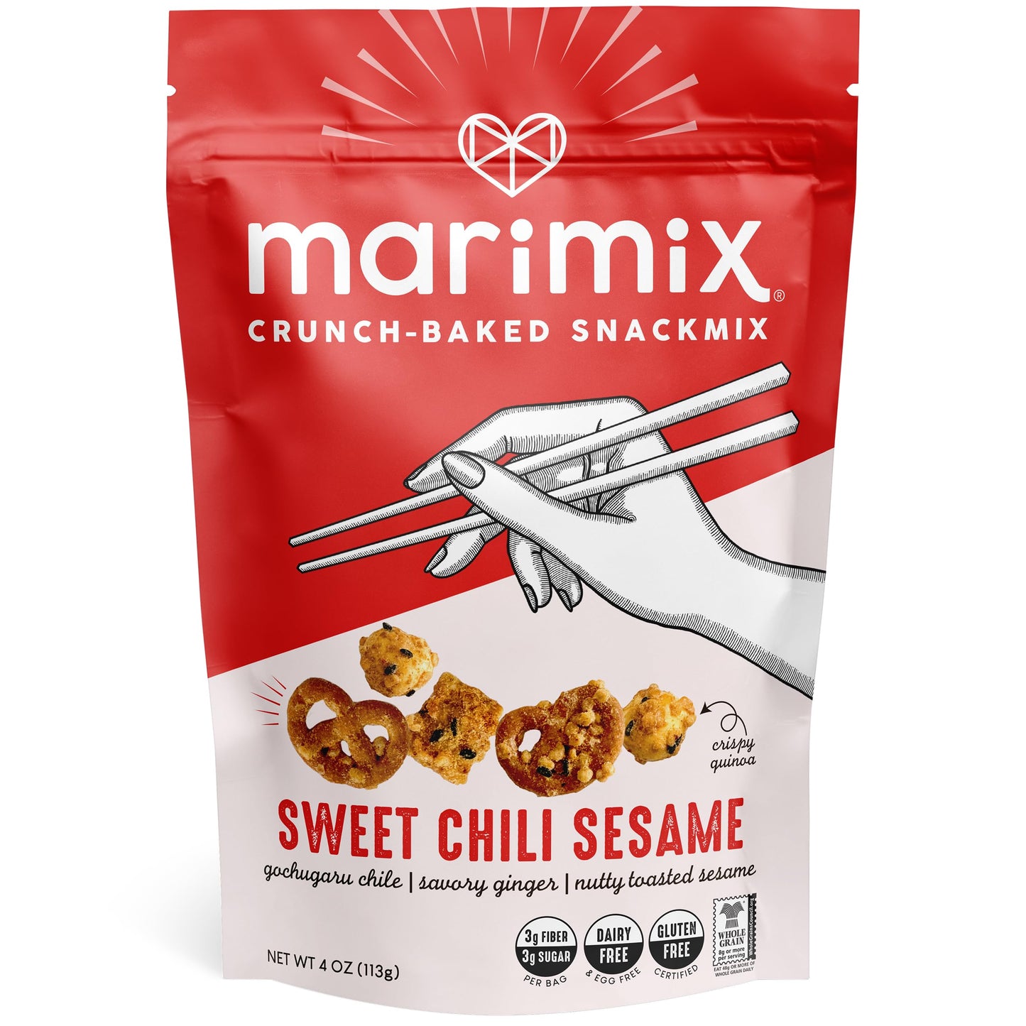 Marimix Snack Mix | Sweet Chili Sesame | Crunch Baked Sweet & Salty Savory Plant Based Naturally Gluten Free Whole Grain Fiber Charcuterie Pretzel