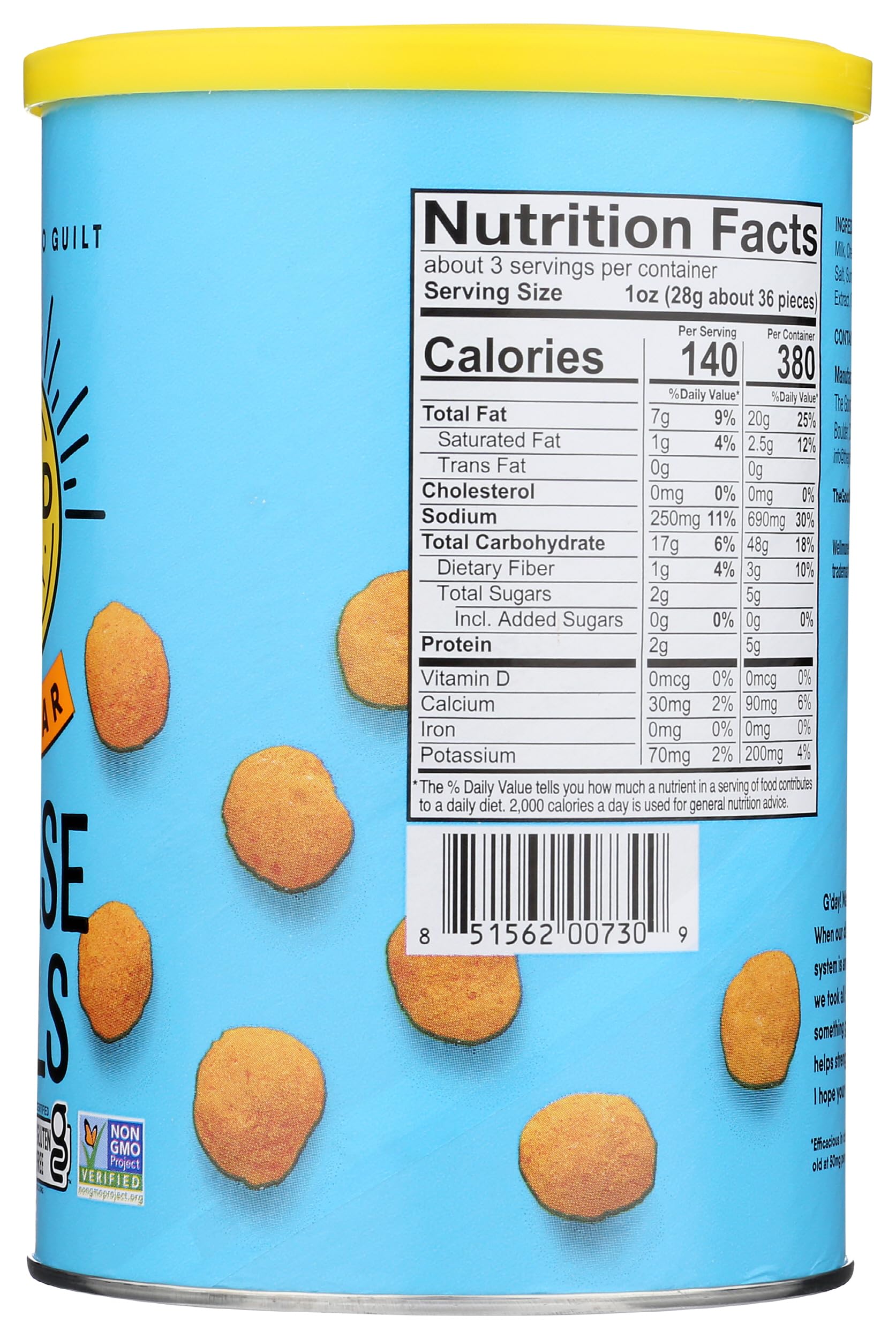 The Good Crisp Company, Cheese Balls Cheddar, 2.75 Ounce