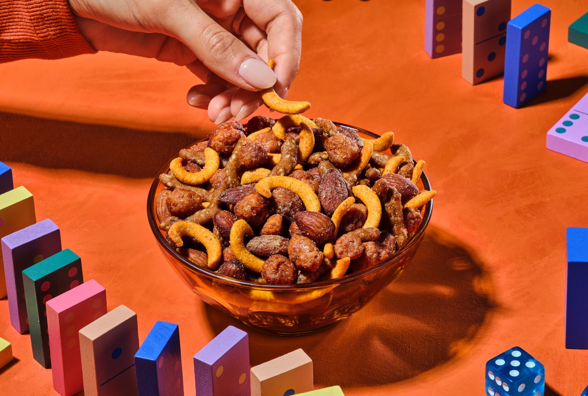 Nuts com Honey & Heat Trail Mix - Sweet and Spicy Nuts Blend with Honey Sesame Sticks, Hickory Smoked Almonds, Cajun Corn Sticks, Buffalo Peanuts