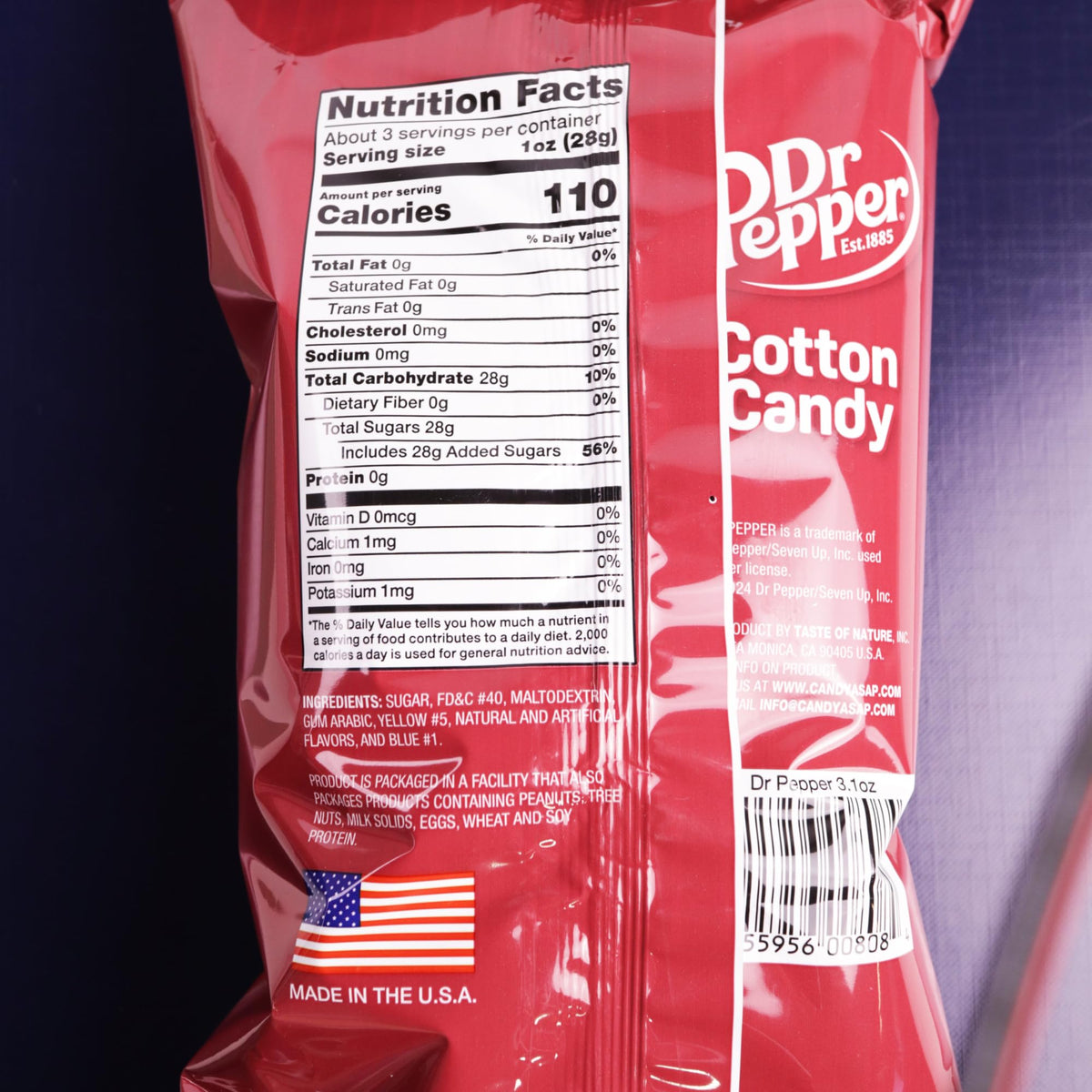 Dr Pepper Cotton Candy, Classic Soda Flavored Sugar Floss, Carnival Party Favor Snacks, 3.1 Ounces (Pack of 6)