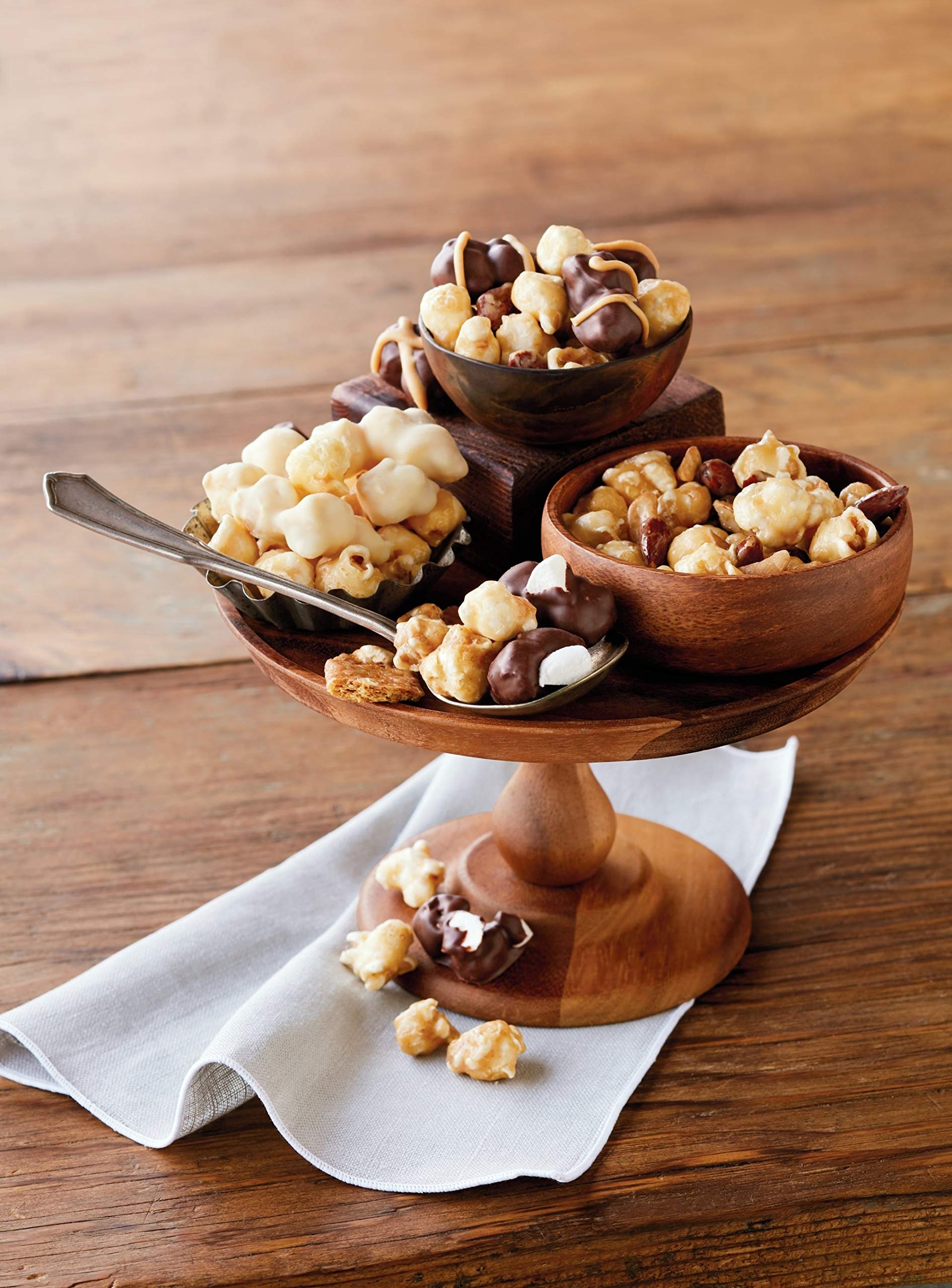 Moose Munch Premium Popcorn Tin Trio 3 Pack by Harry & David - Caramel, Milk Chocolate, Dark Chocolate