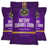Pop Daddy Flavored Popcorn Gourmet, Buttery Caramel Flavor, Hand Seasoned Kernels Gluten Free Popcorn Snacks, 8oz Individual Bags, 3 Pack
