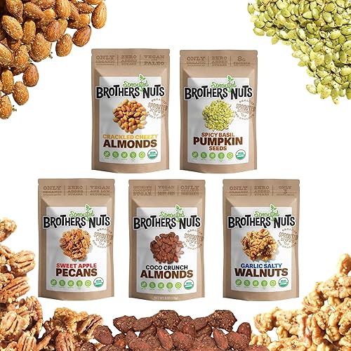 Brothers Nuts Variety Pack - Organic, Sprouted Nuts & Seeds - Five Delicious Flavors - Healthy Keto Snacks - Vegan, Gluten-Free, Kosher - No