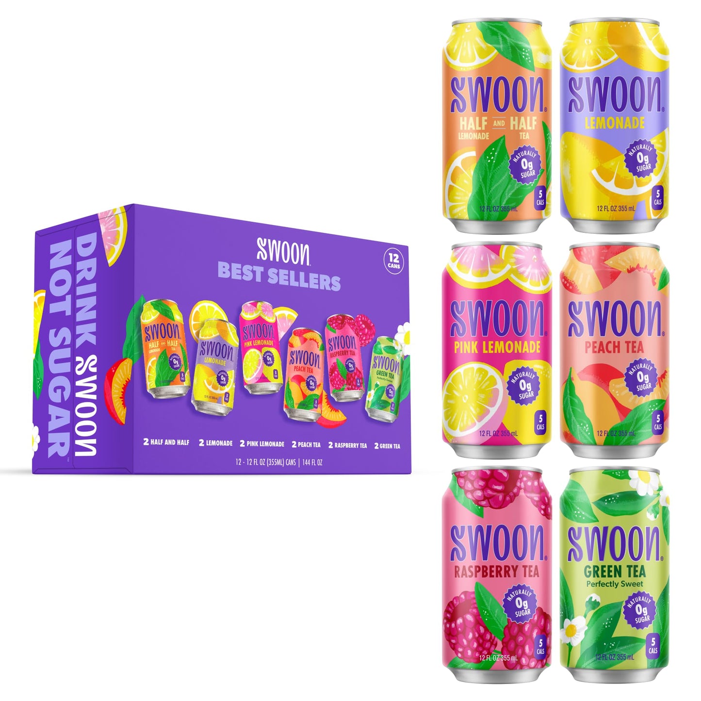 Swoon Best Sellers Pack - Low Carb, Paleo-Friendly, Gluten-Free Keto Drink - Made with 100% Natural Lemon Juice Concentrate, Sugar Free Iced Tea