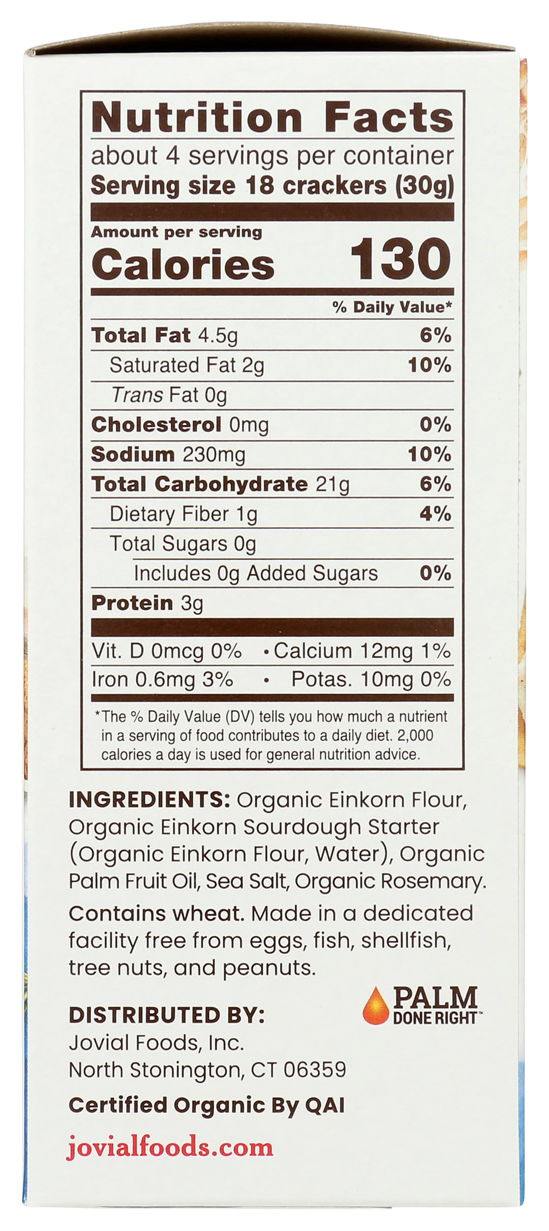 Jovial Rosemary Sourdough Einkorn Crackers 4.5 Oz