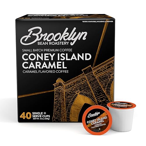 Brooklyn Beans Coney Island Caramel Gourmet Coffee Pods - Compatible with Keurig K Cup Brewers Including 2.0 Machines, 40 Count, Rich and Creamy