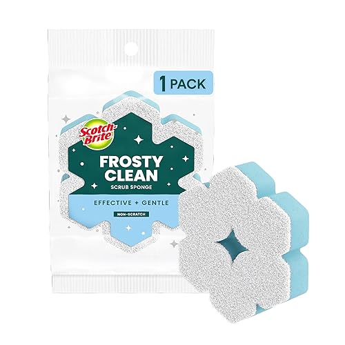 Scotch-Brite Snowflake Non Scratch Scrub Sponge for Cleaning Around the Home, Bathroom & More, Two-Sided Dish Sponge, Multi-Surface Safe, Best