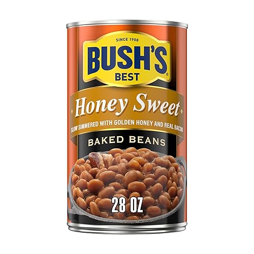 Bush's Canned Honey Sweet Baked Beans (Pack of 1), Protein, Good Source of Fiber, Low Fat, Gluten Free, 28 oz