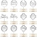 12 Pieces Acrylic Happy Birthday Cake Topper Glitter Birthday Cupcake Topper Pick Decorations for Birthday Party Cake Desserts Pastries, 6 Styles