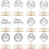 12 Pieces Acrylic Happy Birthday Cake Topper Glitter Birthday Cupcake Topper Pick Decorations for Birthday Party Cake Desserts Pastries, 6 Styles