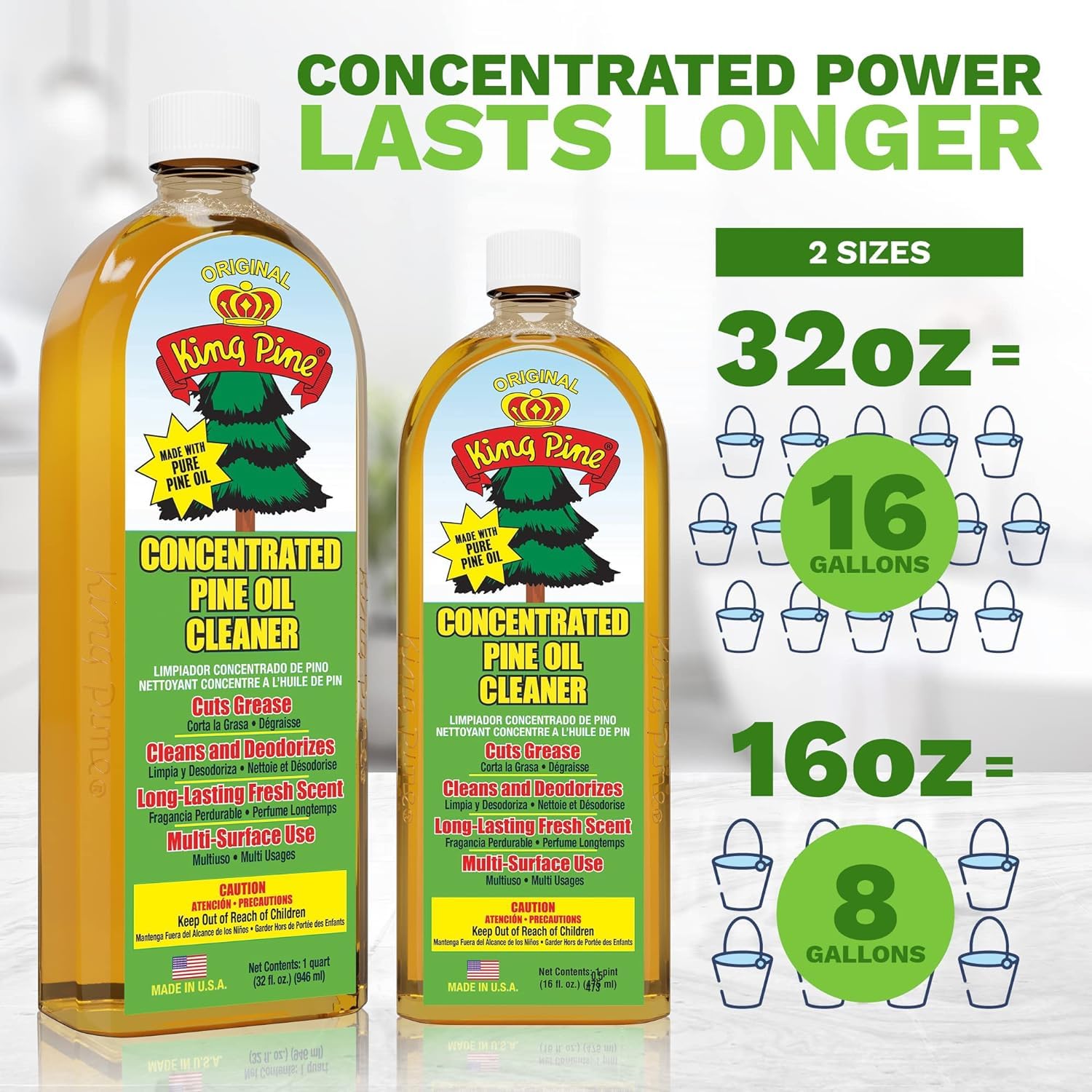 King Pine Concentrated Pine Oil Multi-Surface Cleaner Industrial Strength, Gold, 8 Fl Oz