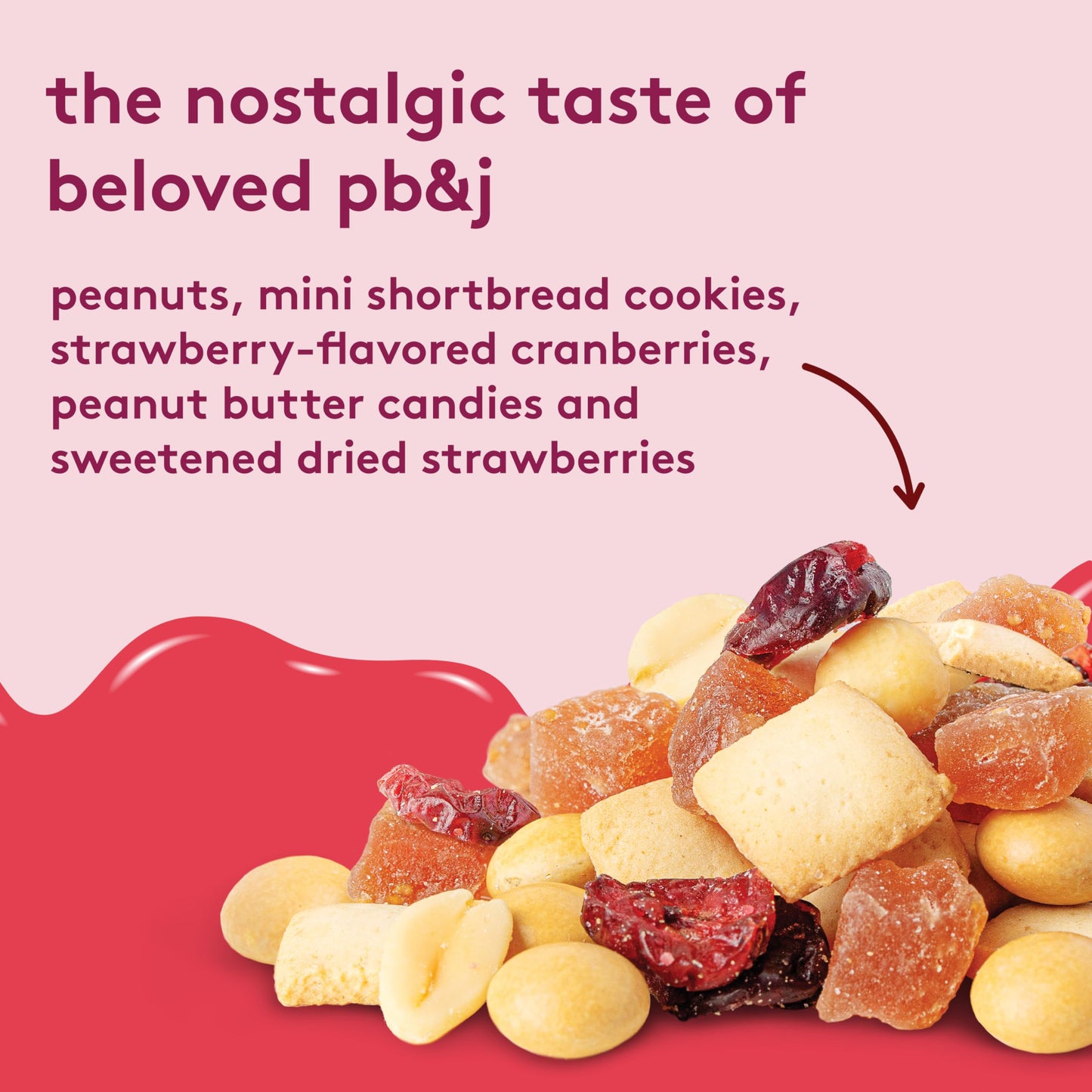 Snak Club PB&J Strawberry Trail Mix, Cookies & Peanut Butter Candies, 8 oz