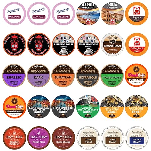 Crazy Cups Custom Variety Pack Coffee Pods | Dark Roast and Bold Flavors | Single Serve Cups for Keurig K-Cup Machines | Robust Assortment with No