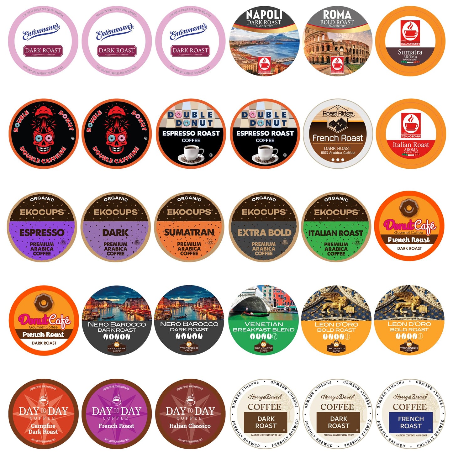 Crazy Cups Custom Variety Pack Coffee Pods | Dark Roast and Bold Flavors | Single Serve Cups for Keurig K-Cup Machines | Robust Assortment with No