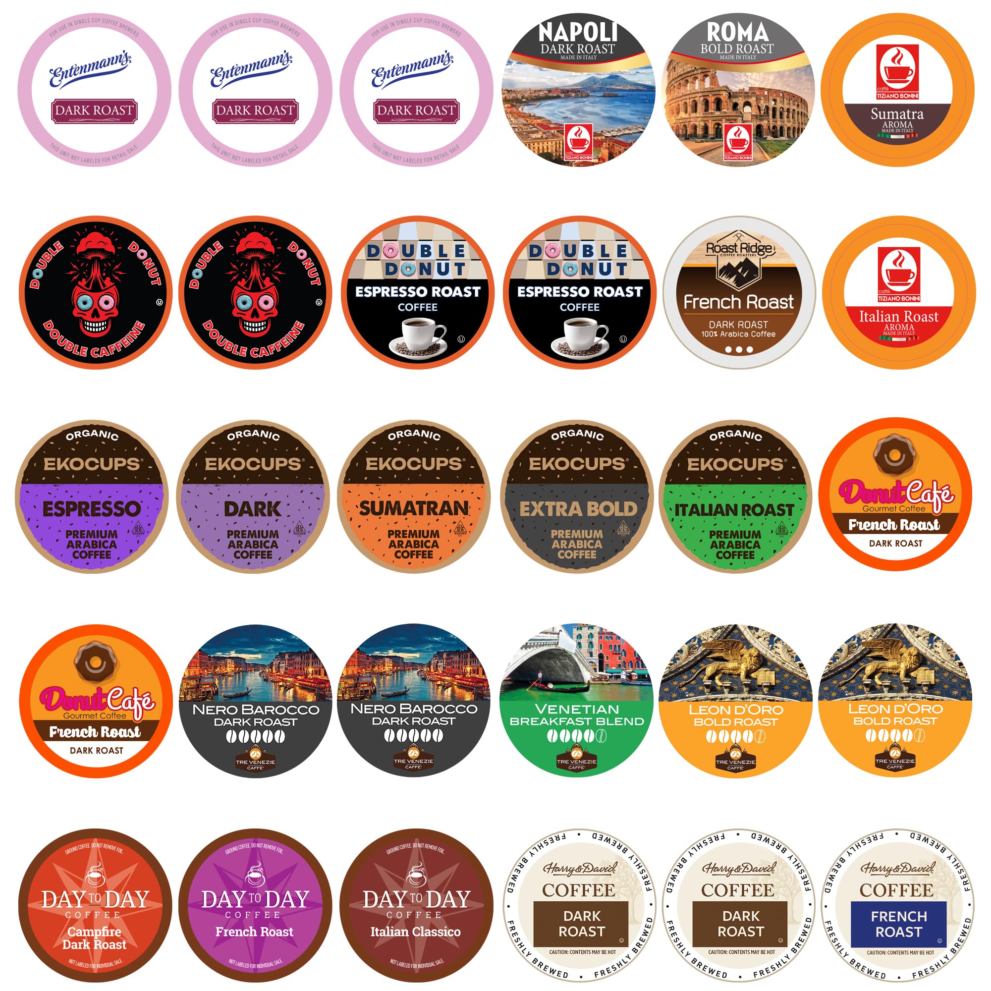 Crazy Cups Custom Variety Pack Coffee Pods | Dark Roast and Bold Flavors | Single Serve Cups for Keurig K-Cup Machines | Robust Assortment with No