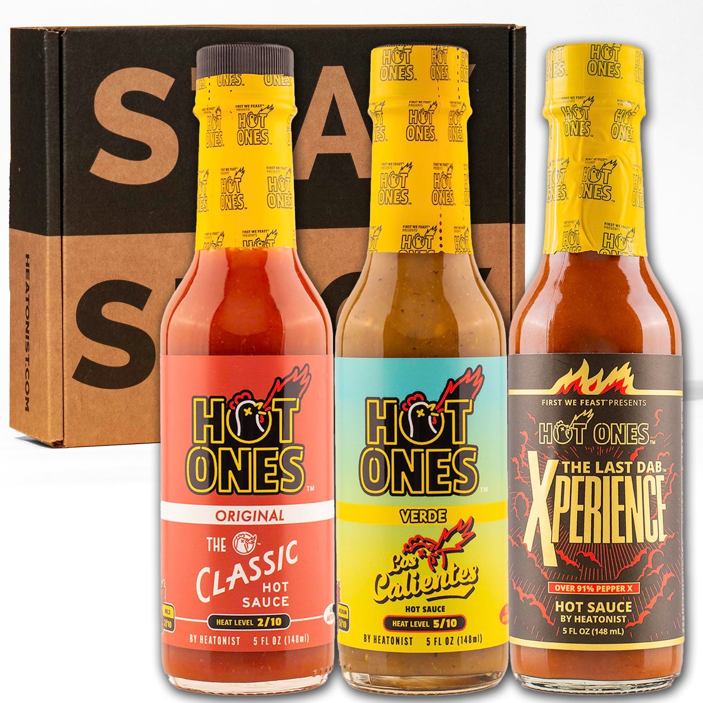 Hot Ones Hot Sauce Gift Set Season 25 Trio Pack Hot Sauce, Made With All Natural Ingredents, 5 fl oz Bottles (3-Pack)