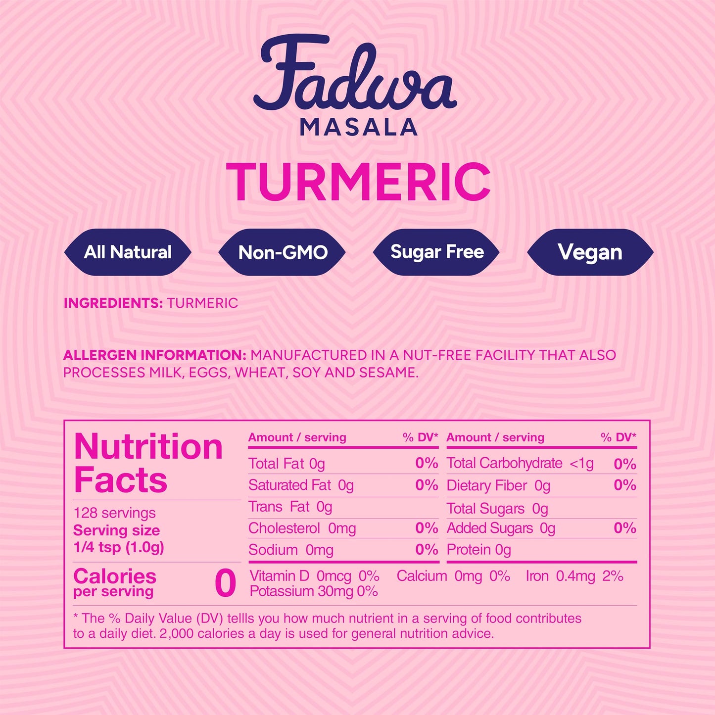 Fadwa Masala Turmeric Powder - 4.5 oz Jar, Authentic Desi Spices for Pakistani & Indian Cooking - No Artificial Ingredients - Gluten Free
