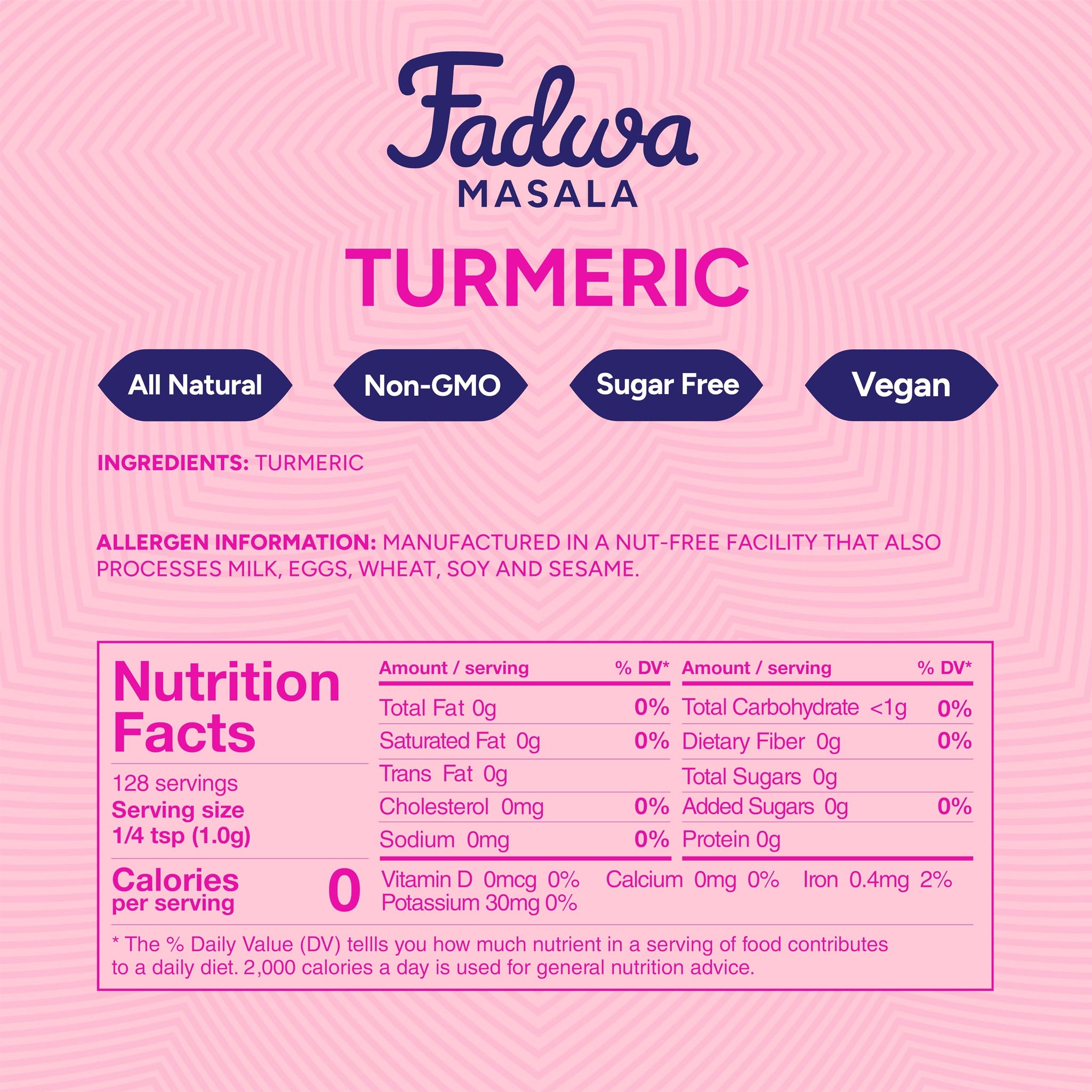Fadwa Masala Turmeric Powder - 4.5 oz Jar, Authentic Desi Spices for Pakistani & Indian Cooking - No Artificial Ingredients - Gluten Free