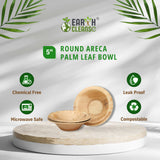 Earth Cleanse Palm Leaf Bowls 5 Inch Round 200 Pack - Disposable Bowls, Heavy Duty, Plastic Free, Compostable Dinnerware for Snacks, Desserts, Dips