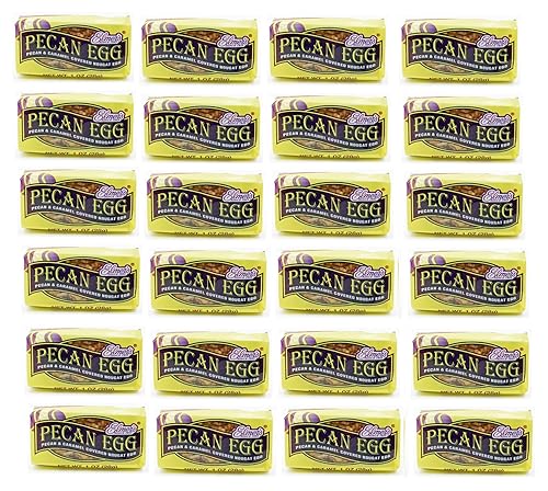 Elmer Pecan Eggs - Pack of 24 - Pecan and Caramel Covered Nougat Egg - Perfect for Easter Baskets and Egg Hunts - Great for Sharing