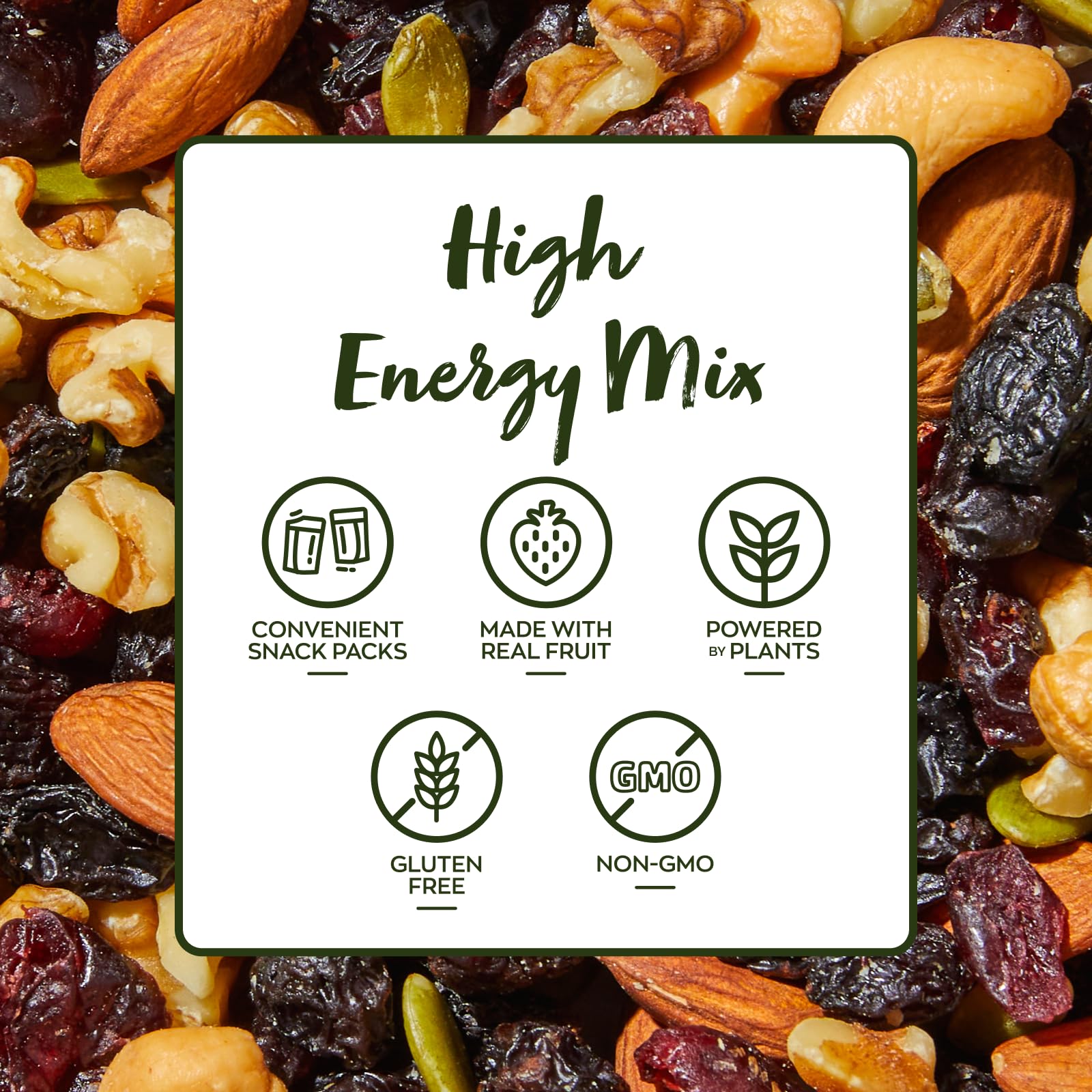 Nature's Garden High Energy Mix, Deluxe Mixed Nuts, Energy Boost, High Energy Trail Mix, Cranberries, Raisins, Almonds, Walnuts, Cholesterol Free