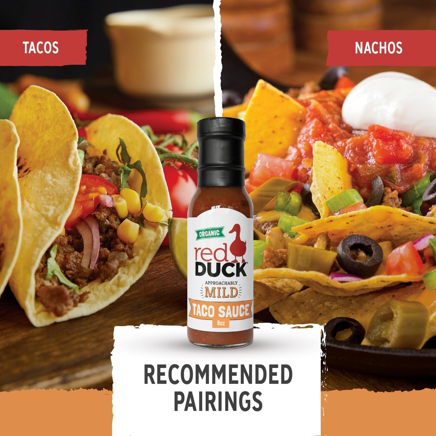 Red Duck Approachably Mild Organic Taco Sauce - Gluten-Free, Vegan, 8 ounces