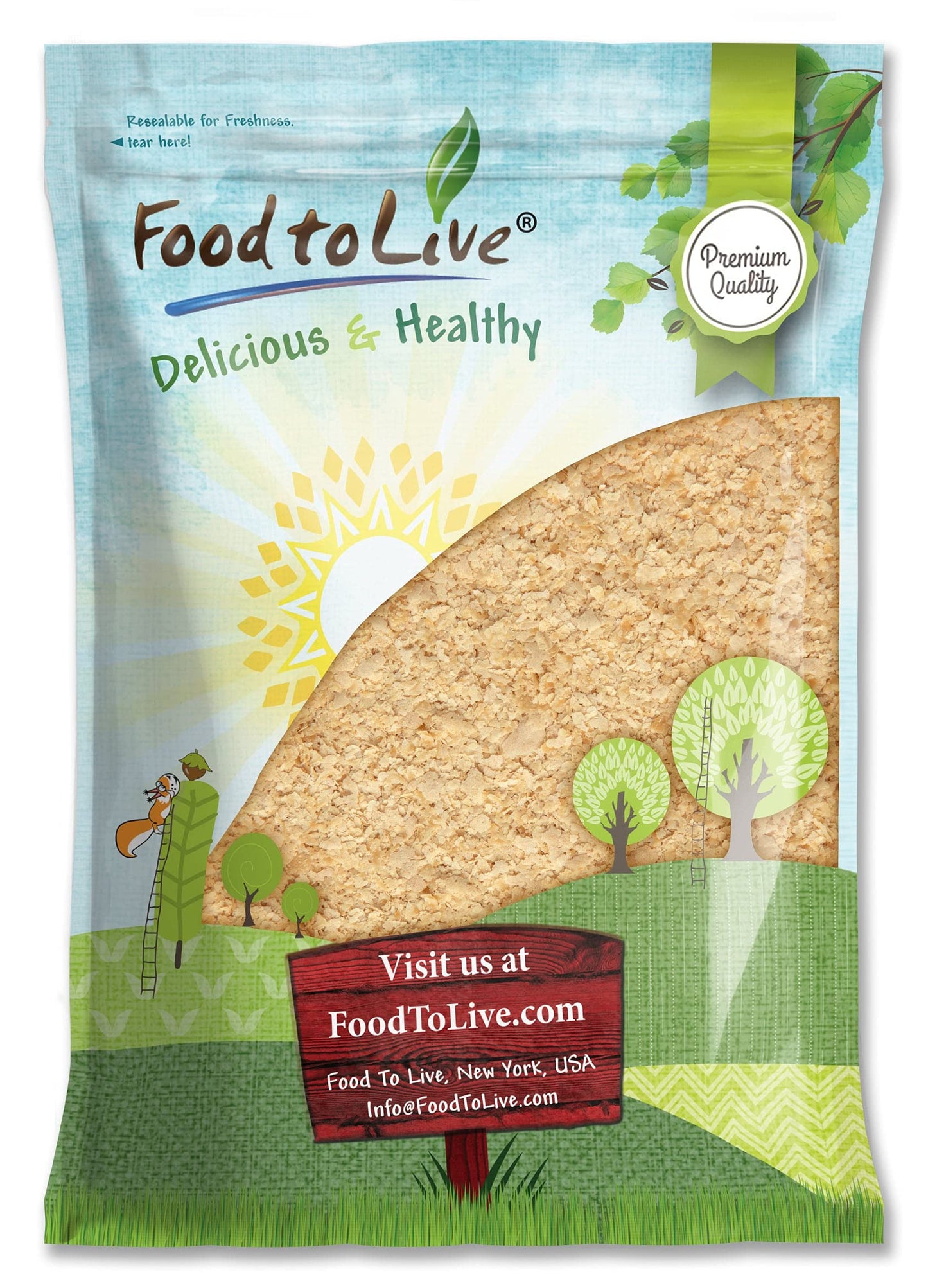 Food to Live Nutritional Yeast Flakes, 5 Pounds Fortified Large Flakes, Inactive, Unsweetened, Vegan Thickener, Bulk. Good Source of Protein