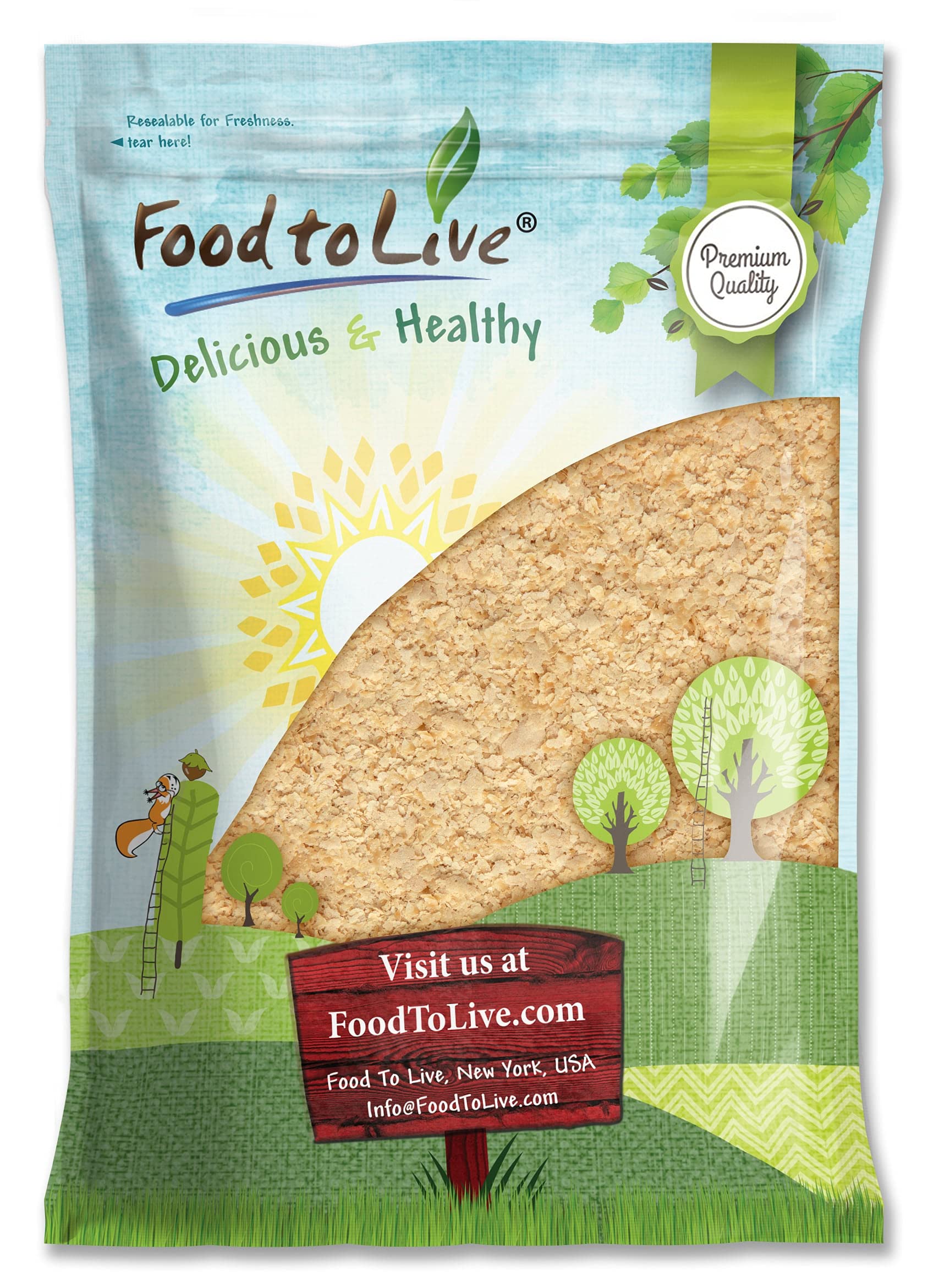 Food to Live Nutritional Yeast Flakes, 5 Pounds Fortified Large Flakes, Inactive, Unsweetened, Vegan Thickener, Bulk. Good Source of Protein