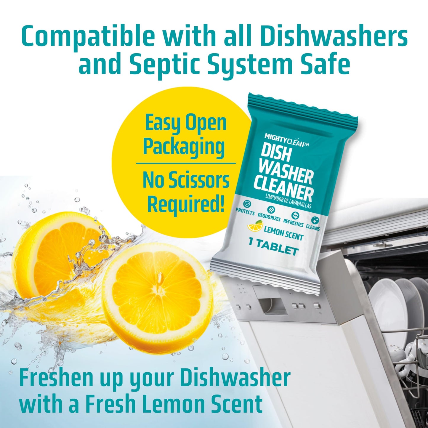Dishwasher Cleaner And Deodorizer 24 Pack - 1 Year Supply Deep Clean Dishwasher Cleaner Tablets, Septic Safe Dishwasher Cleaning Tablets, Dish Washer