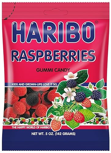 Haribo Raspberries Gummies 12 Pack Case of 5oz Bags
