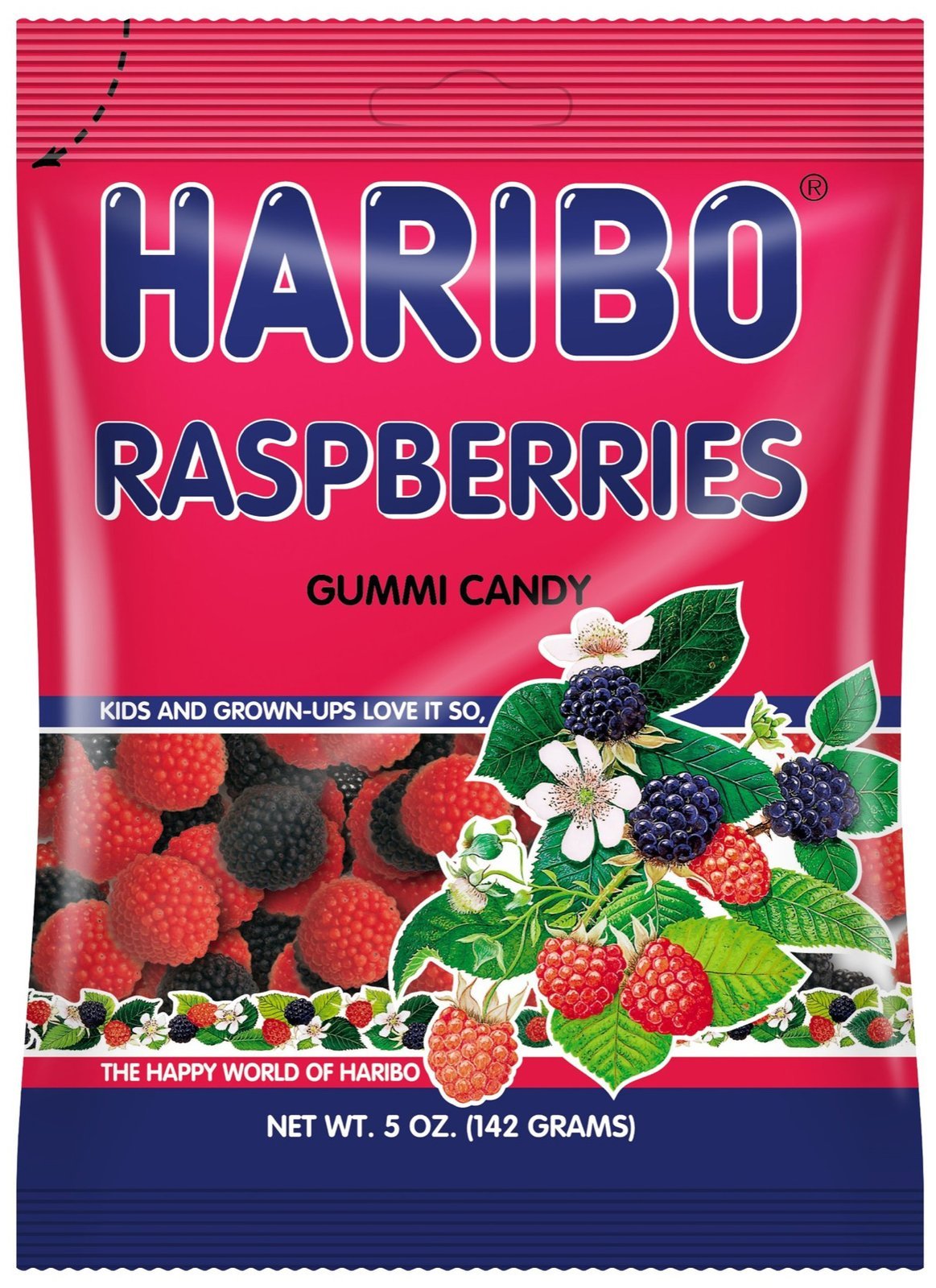 Haribo Raspberries Gummies 12 Pack Case of 5oz Bags