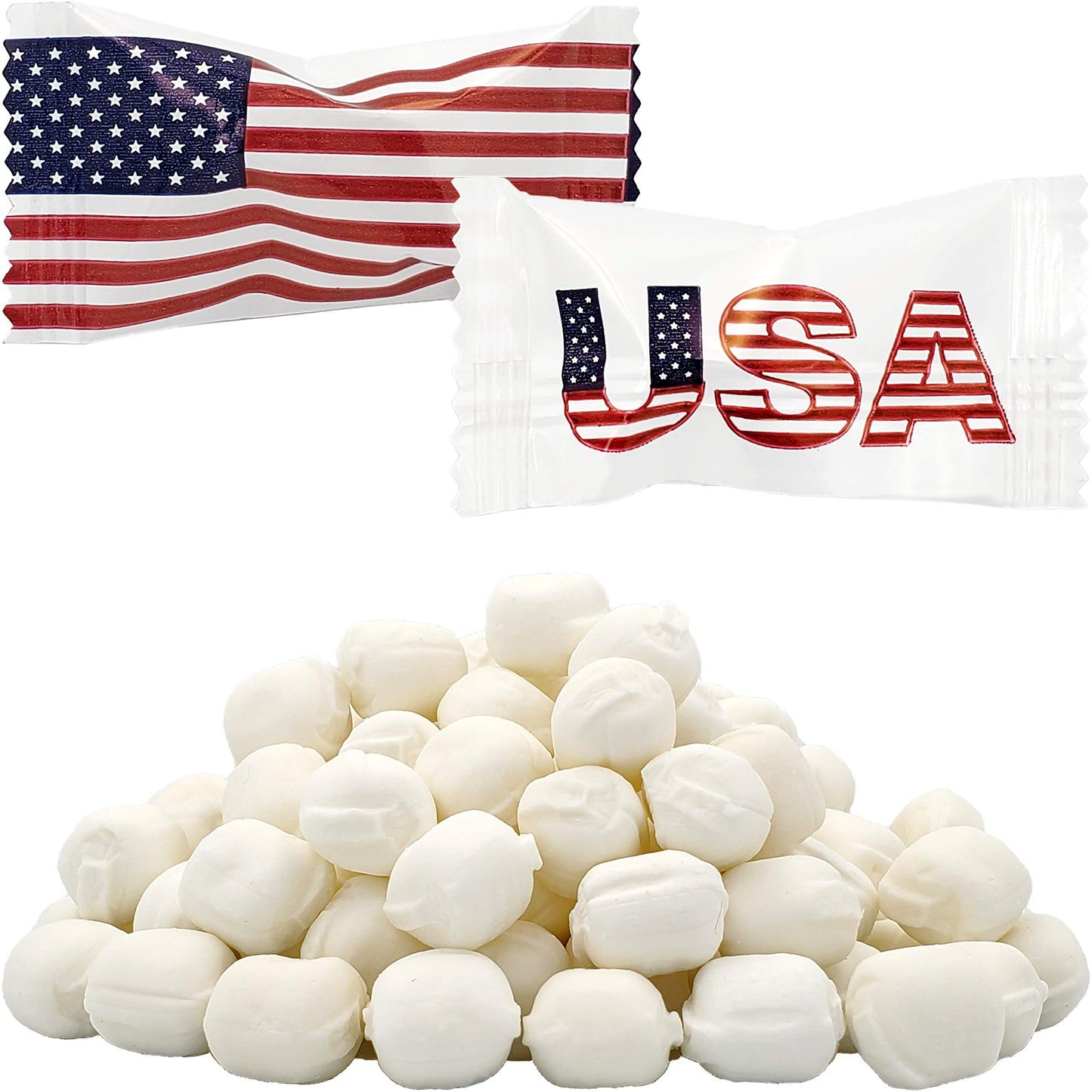 55-Count Patriotic USA Flag Buttermint Candy Individually Wrapped Red White Blue Butter Mints Memorial Day and Fourth of July Independence Day Party