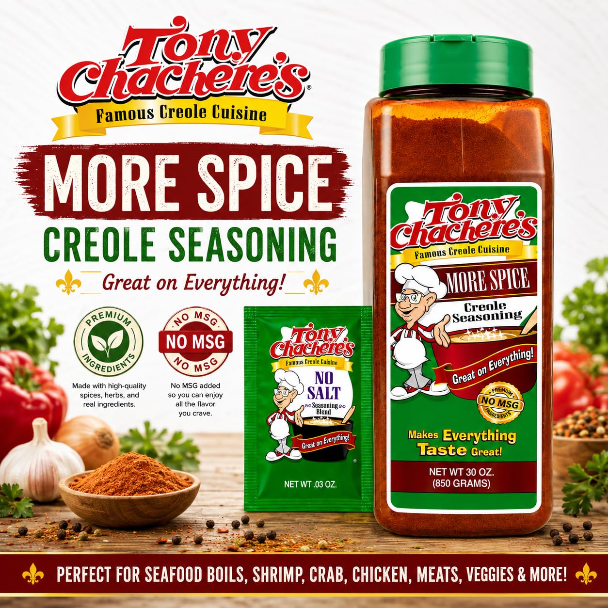 Tony Chachere's Creole Seasoning 30oz (More Spice+Packet)