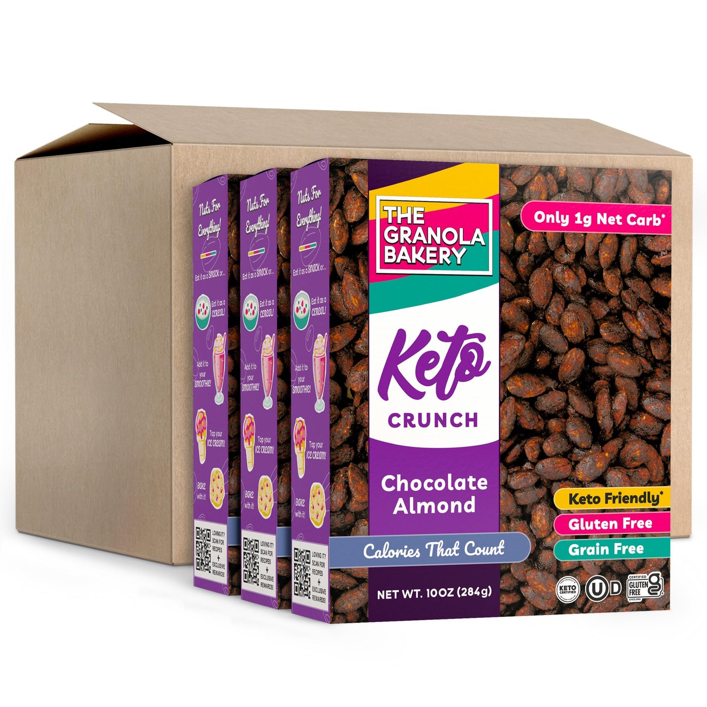 THE GRANOLA BAKERY TGB Chocolate Almonds | 1g Net Carb Keto Snack | Gluten Free Low Carb Candy Nuts, 10 Ounces (Pack of 24)