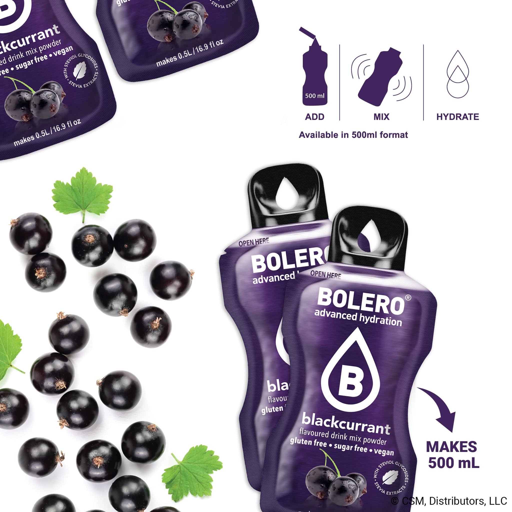 Bolero- Sugar Free Drink Mix Packets Black Currant Fruit Flavors | Powdered Flavored Water Packets | 36 Small Sachet On The Go Packets