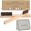 Horsehair Detail Brush Set 2pcs Silver Cleaning Brushes & Polish Cloth Perfect for Detailing, Polish Work, Fine and Heirloom Silverware Plateware