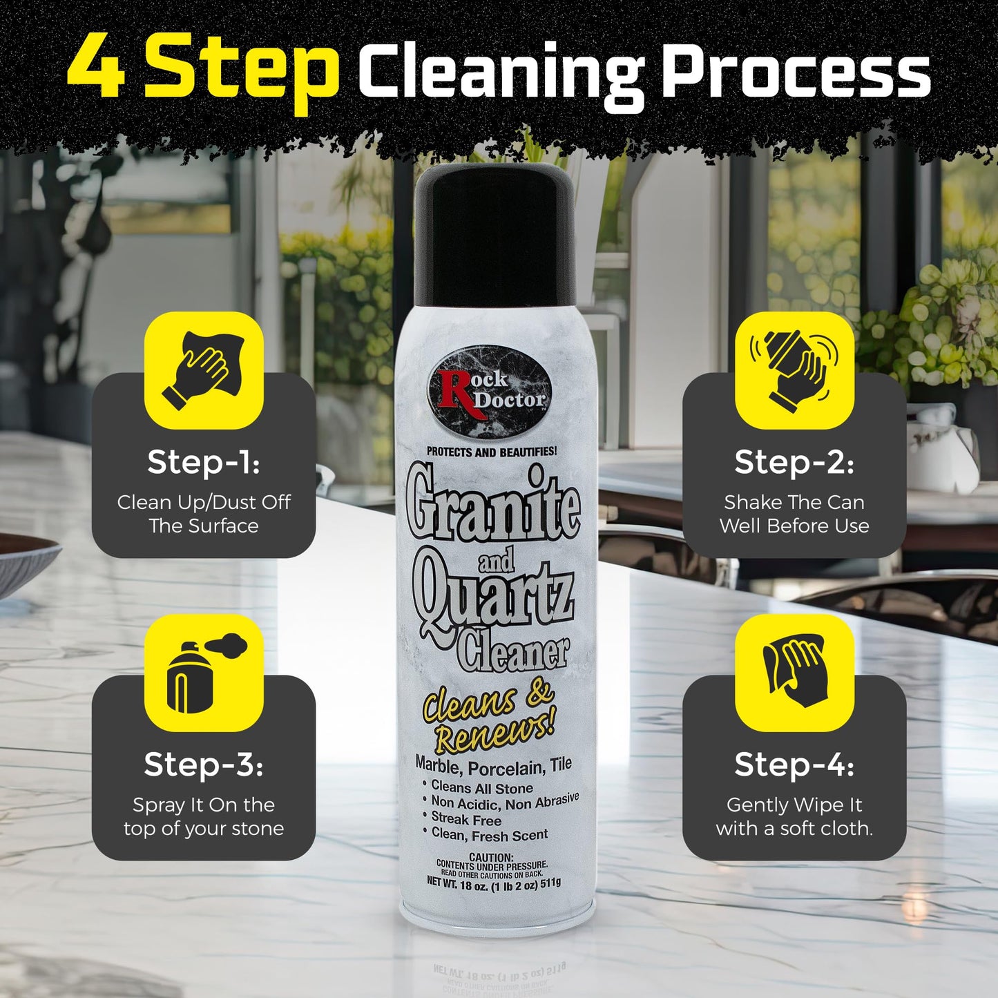 Rock Doctor Granite Cleaner, Cleans& Renews Surfaces, Granite/Marble Countertop Cleaner, Cleaning Spray for Vanity, Table Top, Kitchen Counters, Stone