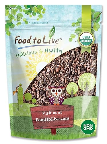 Food to Live Organic Sweet Cacao Nibs, 8 Ounces - Non-GMO, Lightly Sweetened with Coconut Sugar, Raw, Non-Irradiated, Vegan, Kosher, Bulk, Great for Snacking, Baking & Smoothies. High in Antioxidants