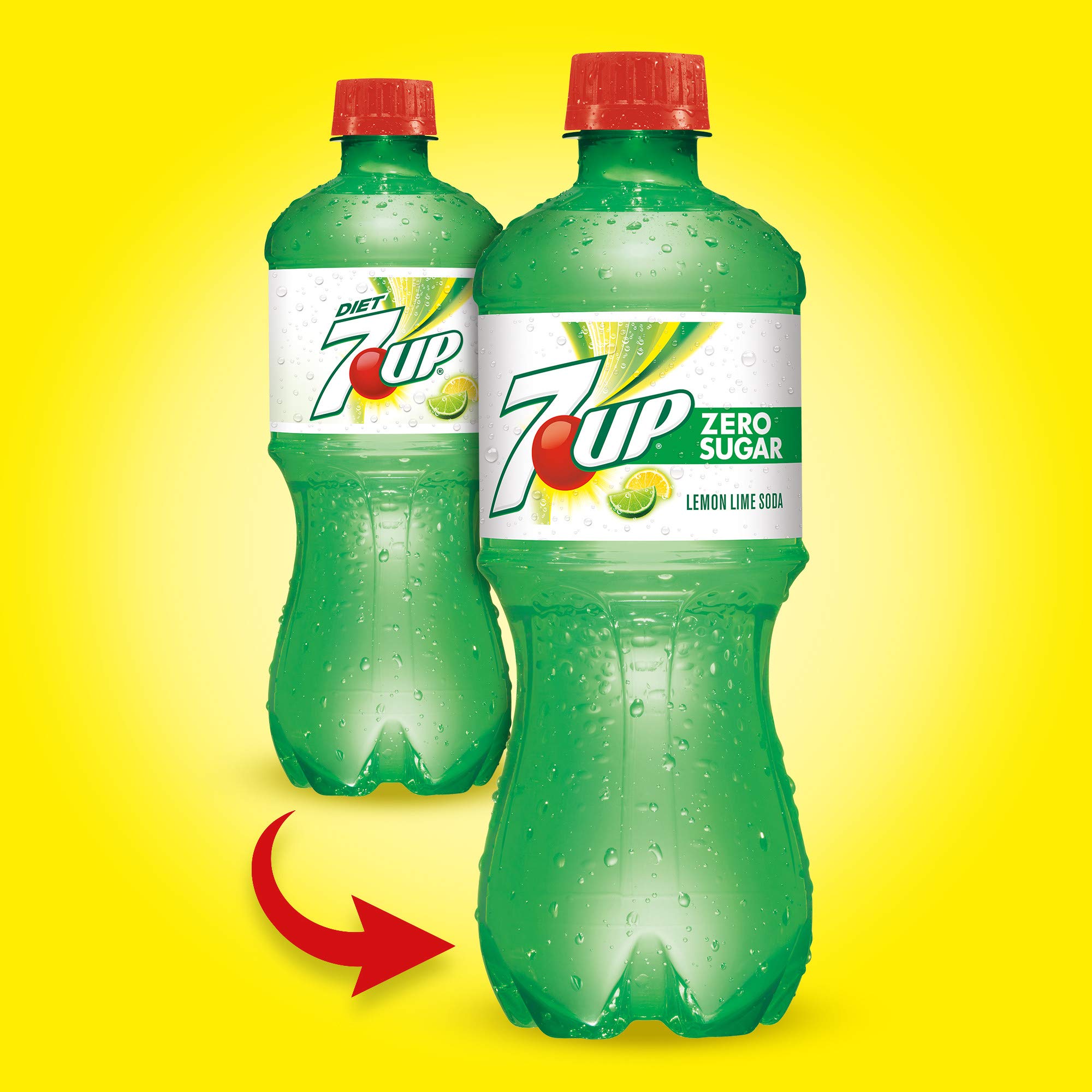Zero 7up 20oz Soda Bottles, Pack of 24 (Total of 480 FL OZ) F