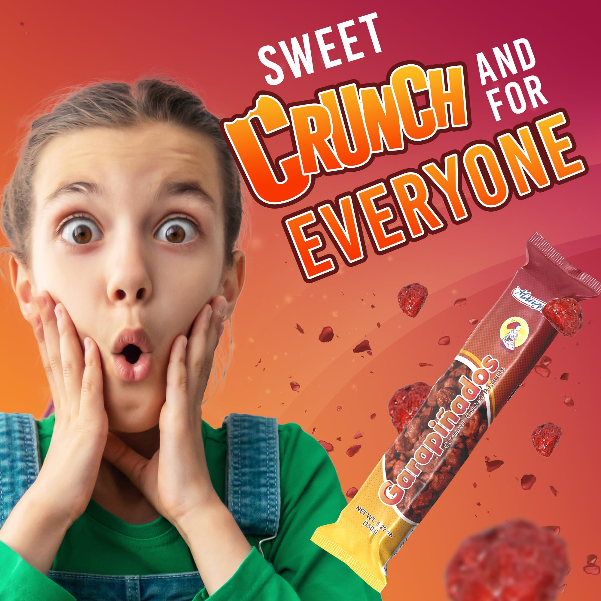 Manzela Sweet Caramelized Peanuts | Traditional Mexican Snack with No Artificial Flavors, Rich in Protein, Portable Snack Pack, Perfect for Sweet
