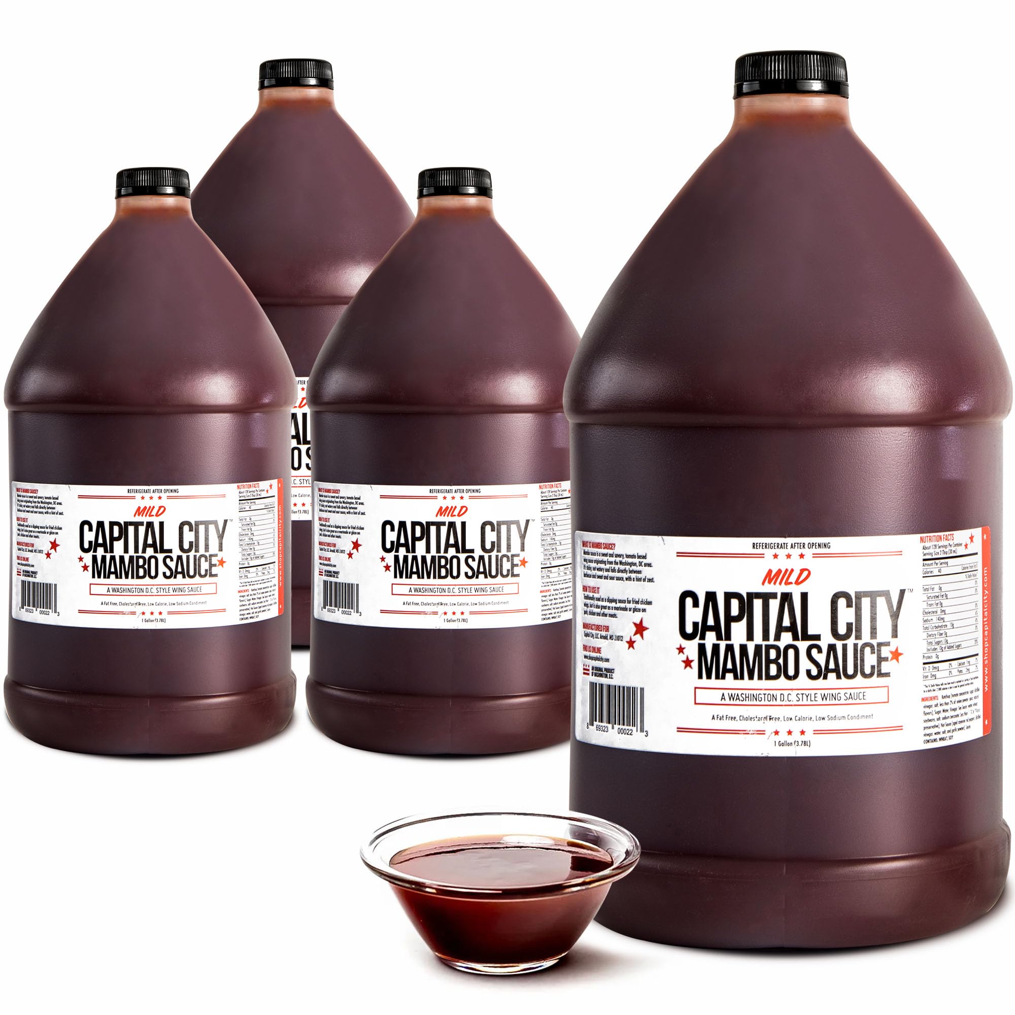 Capital City Mambo Sauce Mild, Washington DC Wing Sauces, Perfect Condiment for Wings Chicken Pork Beef Seafood Burgers Rice or Noodles, 128oz (1