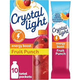 Crystal Light Energy Boost Fruit Punch Drink Mix, 10 ct On-the-Go Packets