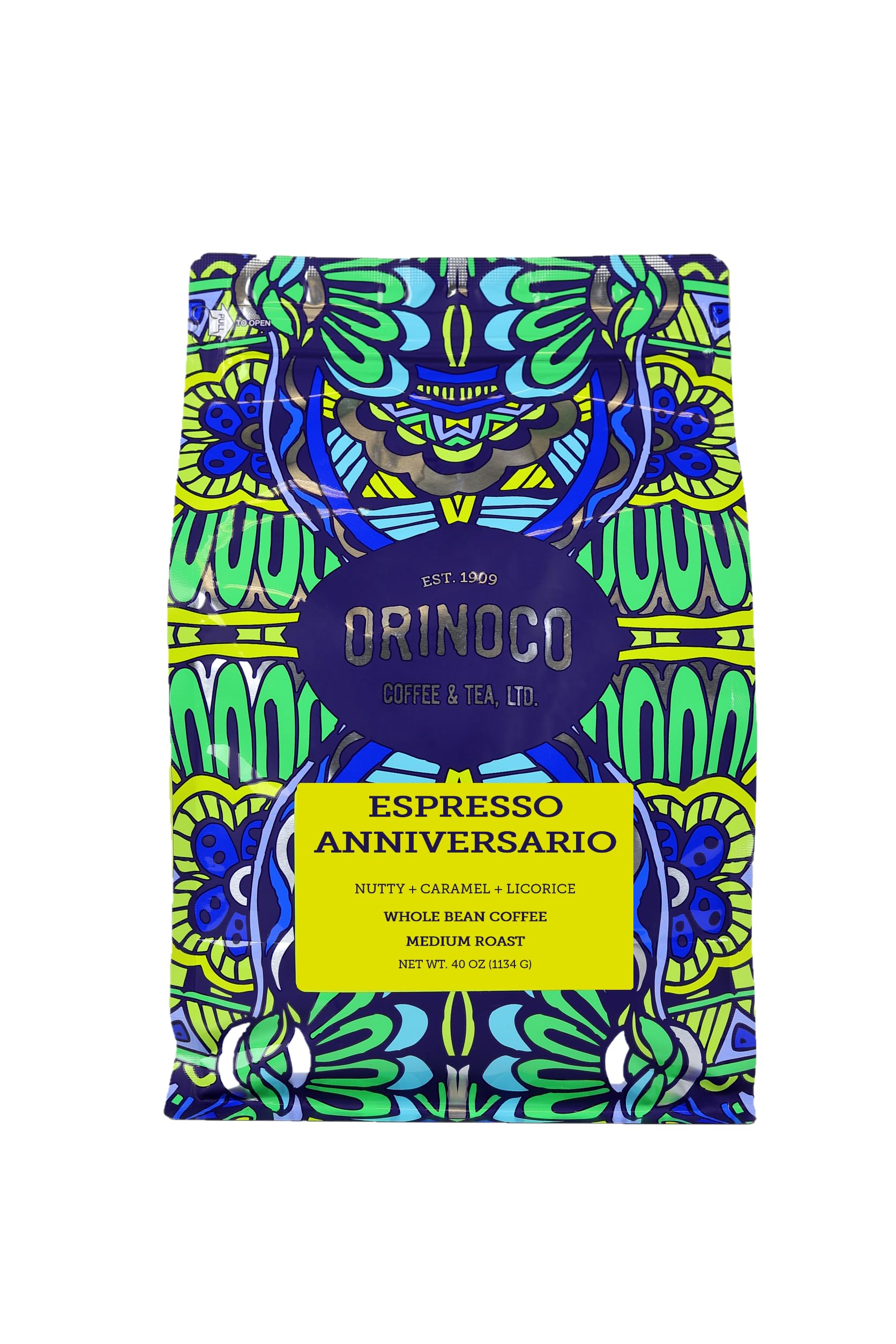 Orinoco Espresso Anniversario 2.5lb bag, Medium Roast, Whole Bean Coffee, 100% Arabica beans