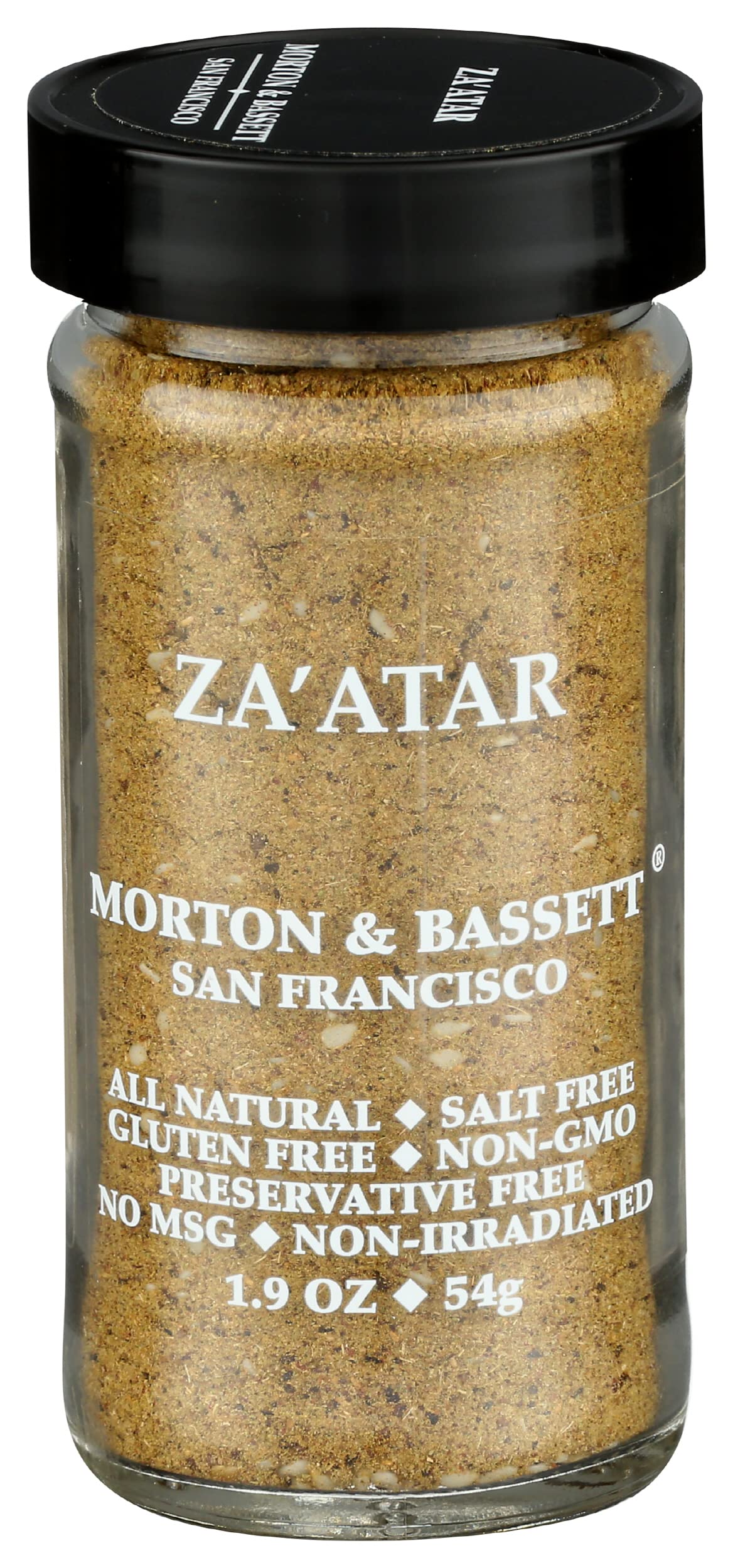 Morton & Bassett Za’atar Seasoning, 1.9oz - Salt-Free, Non-GMO, Kosher, Middle Eastern Blend for Flatbreads, Roasted Veggies, Meats & Dips
