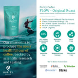 Purity Coffee FLOW Original Medium Roast Whole Bean (12oz Bag) | Specialty-Grade USDA Organic Arabica Blend | Third Party Tested for Mold, Mycotoxins